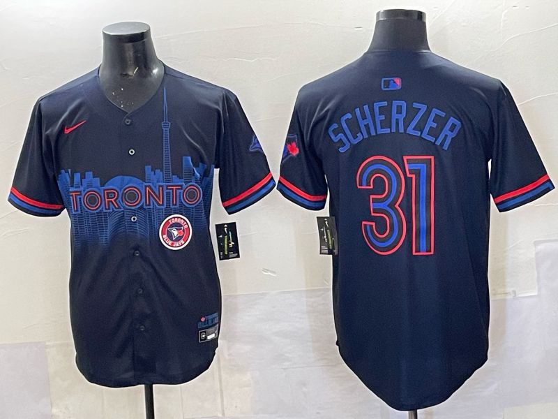 Men 2025 Toronto Blue Jays #31 Scherzer Black Joint Name Nike MLB Jersey 011->toronto blue jays->MLB Jersey